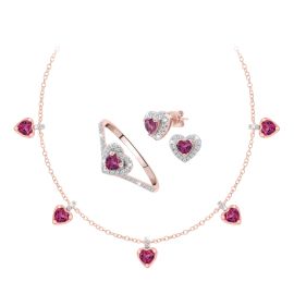 Gemstone Diamond Heart Necklace Set_C22450_C27530_C26863