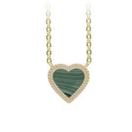 Malachite Heart-shaped Diamond Necklace in Yellow Gold