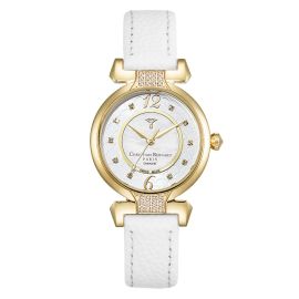 Christian Bernard Ocean in Love White Leather Strap Diamond Watch