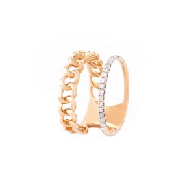 Double layered micro pave diamond ring in yellow gold - Image 1