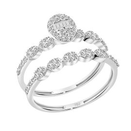 Promise diamond twin bands in 18k white gold - 1