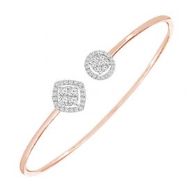 Dual head & open cuff diamond bangle in 18K rose gold - 2