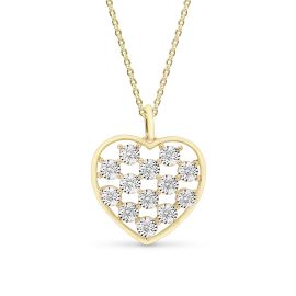 Heart Shaped Diamond Pendant with Chain in 18k White Yellow Gold