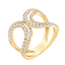 Knuckle design 14K yellow gold diamond ring - 1