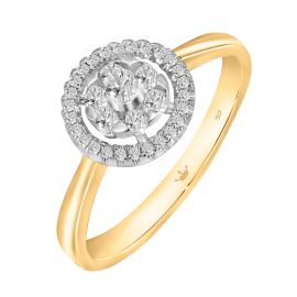 Flamboyant round Coronet diamond ring in yellow gold