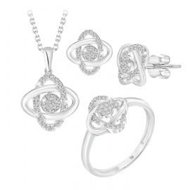 Knotted diamond pendant set in white gold