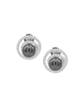 Tahiti Pearl and Diamond Earrings_O02673