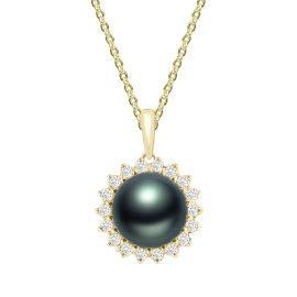Tahiti pearl diamond pendant in yellow gold - 1