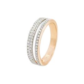 Micro pave 14K diamond ring in yellow gold - Side view 