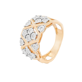 Cross cut illusion micro pave diamond ring in gold - Image 1