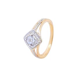 Geometric illusion micro pave diamond ring in gold - Image 1