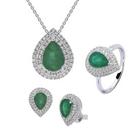 Emerald Diamond Necklace Set_70347_71133_70648