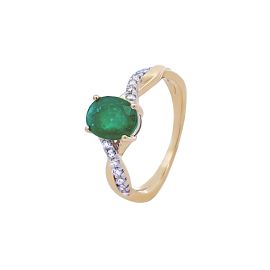 Emerald Diamond Ring in Yellow Gold_69978