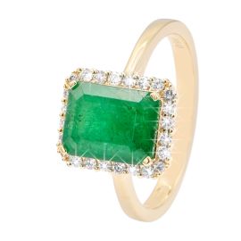 Diamond and Emerald Ring in 18K Gold_M09940