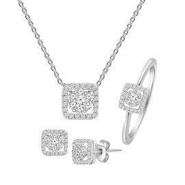 Coronet square diamond pendant set in 18k white gold