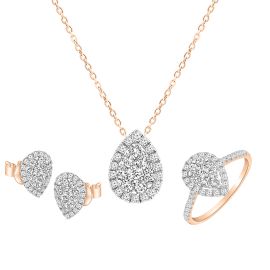 Pear-shaped diamond pendant set in rose gold