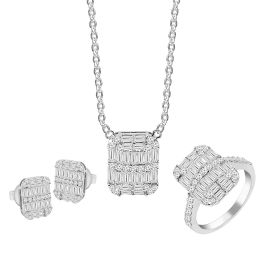 Baguette Illusion Diamond Pendant Set in 18K White Gold 