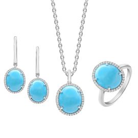 Turquoise and diamond pendant set in 18K white gold