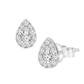 Diamond Pear Droplet Studs in White Gold