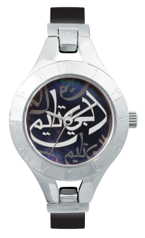 Dubai Time Stainless Steel Leather Strap with Calligraphy MOP Dial _TW-DT140373BSLB