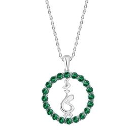Enchanted Ummi Pendant With Diamond and Emerald in 18K White Gold