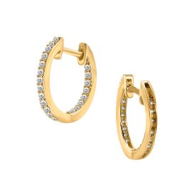 DIAMOND HINGED MINI HOOP EARRING AVAILABLE IN YELLOW  &  WHITE GOLD 