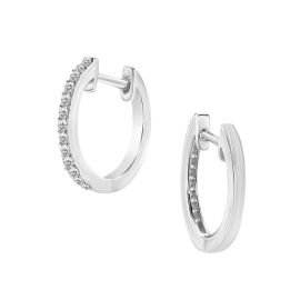 DIAMOND HINGED MINI HOOP EARRING  AVAILABLE IN WHITE  & YELLOW  GOLD
