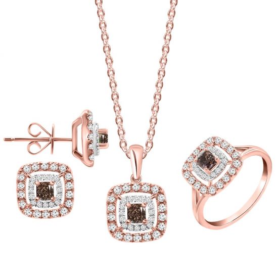 Rose gold diamond pendant set sales
